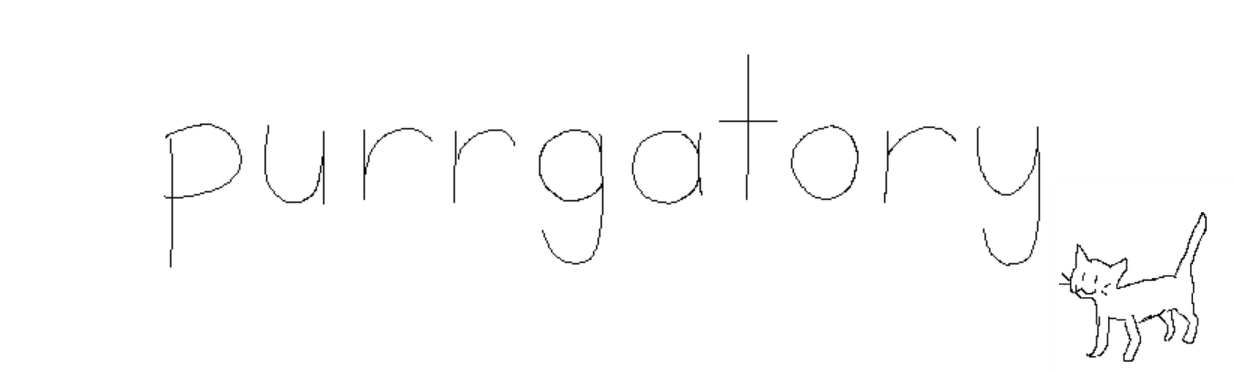 a banner of the "Purrgatory" logo.